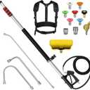 24FT Telescoping Pressure Washer Wand Kit - 2 Extension Poles, Gutter Cleaner, Brush, Pivoting Coupler & 7 Nozzles for Roof, Deck, Vehicle, Sidings