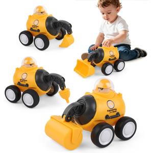 Construction Toys for 2 3 4 5 Years Old Boys Girls Kid Toddlers, Press to Go Engineering Friction Inertia Car Toys for 18 Month, Sandbox Excavator Truck Toys Vehicles, Valentines Day Gifts