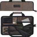 Asaya Chef Knife Roll Bag - 12 Pockets for Knives and Kitchen Utensils - Lightweight, Durable, and Stain Resistant Nylon - Perfect for the Traveling Chef - Knives not Included (Brown)