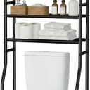 4-Tier Over The Toilet Storage Shelf and Rack | Above Toilet Organizer with Metal Frame & Vinyl Mesh, Space-Saving Unit for Bathroom and Laundry Room, Black