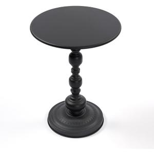 Metal Round End Table, Modern Pedestal Table, Corner Drink Tables, Accent Side Table Nightstand for Living Room, Patio and bar, Black