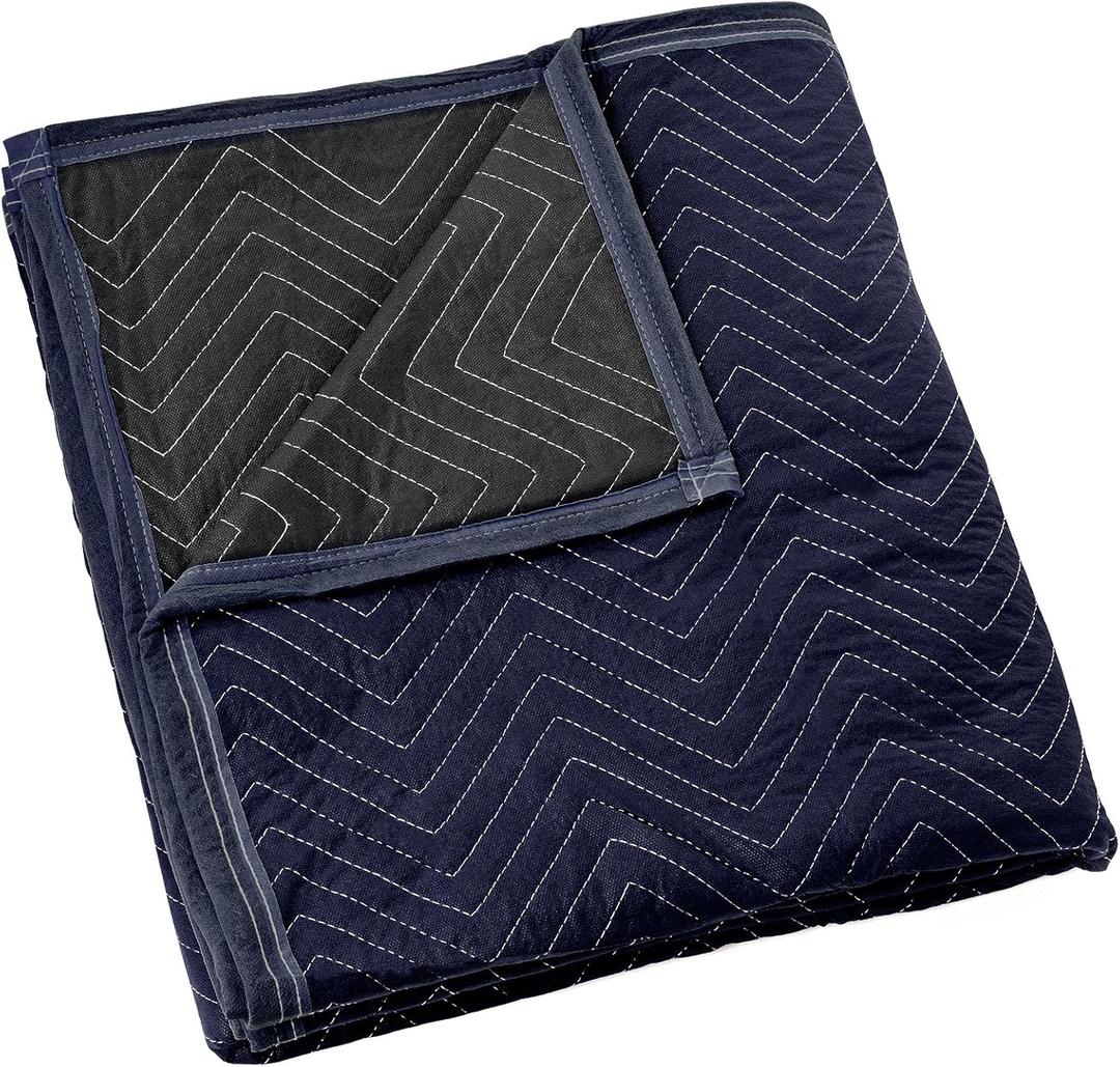 Sure-Max Moving & Packing Blanket - Pro Economy - 80" x 72" (35 lb/dz Weight) - Professional Quilted Shipping Furniture Pad Navy Blue and Black - 1 Blanket