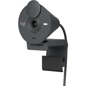 Logitech Brio 300 Graphite Noise Reducing Mic, and 1080P High-Resolution, Auto Light Correction, USB-C Connectivity Webcam with Privacy Shutter (Black)