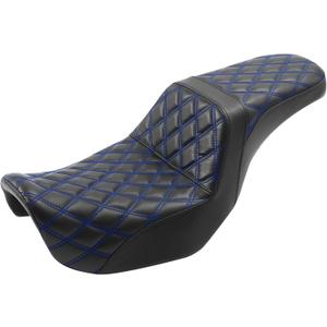 Motocycle Seat Driver & Passenger Seat Fit for Harley Dyna Wide Glide Low Rider Street Bob Fat Bob FXDF Super Glide Custom FXDC 0617 Switchback 1216 Blue Stitching (C-Black& Blue Stitching)