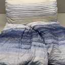 WONGS BEDDING Blue Comforter Set King Size, 7 Pieces King Bed in a Bag for All Season, Soft and Breathable Striped Bedding Set with Boho Comforter, Flat Sheet, Fitted Sheet, Pillowcases & Shams