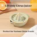 Ceramic Citrus Lemon Orange Juicer Manual Squeezer, Hand Juicer Reamer Rotation Press with 6.8oz Bowl, Strainer Lid, Spout, Handle, Dishwasher Safe, Easy to Clean