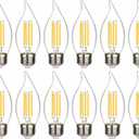BORT C35/CA11 Chandelier led Light Bulbs, Dimmable 4W Equivalent to 40W LED Candelabra Bulbs, 2700K Warm White, E26 Standard Base LED Bulbs, Flame Tip (12 Pack)