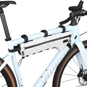 Rhinowalk BHD0017 Bike Frame Triangle Bag 2.4L, Waterproof Tool Storage Bag with YKK Zippers, Pump Holder & Cable Port Slim Fit White