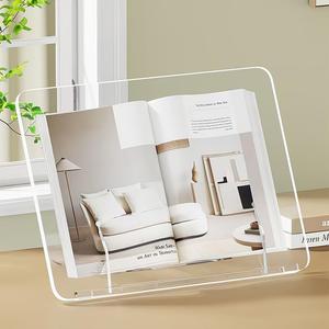 Acrylic Book Stand for Reading,Portable Book Page Holder,Adjustable Display Stands for Cookbook,Document,Recipe,Tablets (Medium)