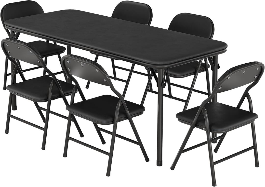 GAOMON 7 Piece Set Folding Table and Chairs Set for Boys and Girls