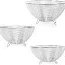 Livabber Wire Fruit Bowl, Stainless Steel Fruit Basket For Kitchen Counter, Large Capacity Storage Holder Tabletop Organizer For Vegetables Breads Snacks (Chrome, 3 Pack)