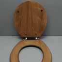 Wooden Toilet Seat Round with Metal Hinges, Wood Toilet Seat for American Standard Size Toilet Seats, Easy to Install