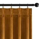 MIULEE Velvet Pinch Pleated Blackout Curtains 90 inches Long, Gold Brown Pleat Design Thermal Insulated Luxury Window Drapes for Living Room Bedroom with Hooks, Set of 2