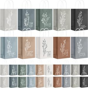 Kolldenn 30 Pcs Christian Bible Verse Gift Bags Religious Church Goodie Bags with Handles for Mothers Day Women Men Scripture Baptism Birthday Party Favors Neutral Aesthetics Wrapping Supplies