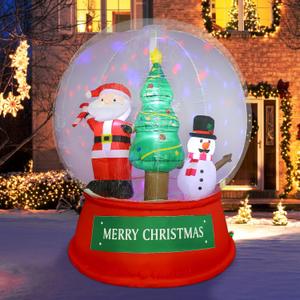Fulong 6ft Giant Inflatable Christmas Snow Globe with LED Lights & Swirling Snow, Festive Outdoor Decoration for Yard, Lawn, Garden - Durable, Easy Setup