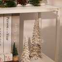 RM ROOMERS 2Pcs Resin Christmas Tree Statues Clearance, Table Top Small White Christmas Decorative Figurine Set, Indoor Artificial Xmas Tree Figurines for Desk Mantel Decor Gifts