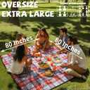 Extra Large Picnic Blankets Portable 80x81 Oversized Waterproof Sandproof Outdoor Beach Blanket Camping Grass Mat Travel Essential Camper Accessories Glamping Items Hiking Supplies Hiker Necessities