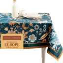 Maison d' Hermine Table Cloth Rectangle Table 100% Cotton 60 x 120 Inches Fall Tablecloth Reusable Everyday Use for Thanksgiving Christmas Decorations Dining Farmhouse Party (Luxury Loft - Dark Teal)
