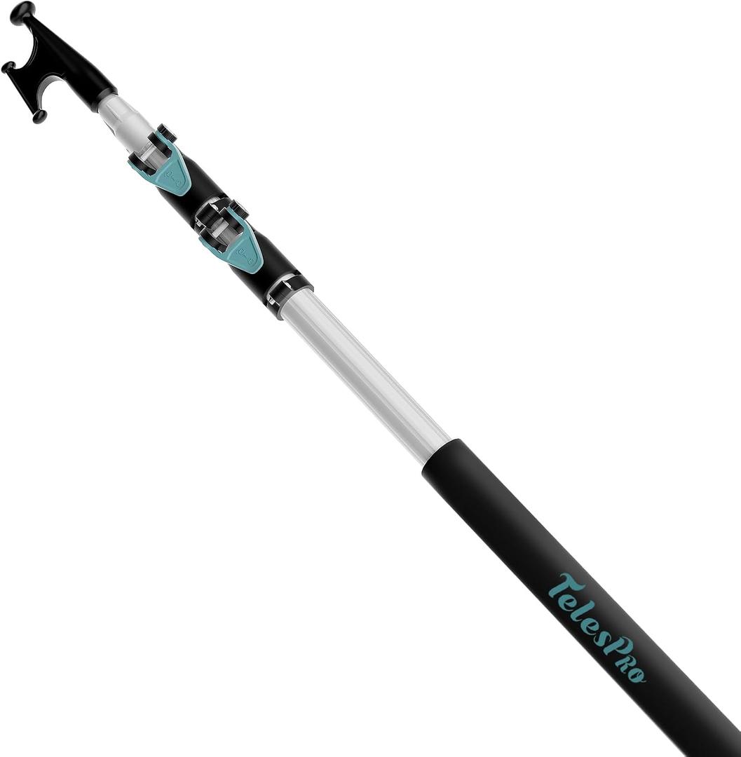 TelesPro 5-12FT 3-Stage Telescopic Aluminum Pole Boat Hook: Versatile Docking Pole for Easy Boat Handling, Sturdy and Durable Design, Ideal for Pushing and Pulling Boats in Any Water Conditions