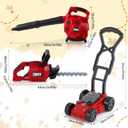 Arrowbash 3-in-1 Kids Gardening Toy Set, Toy Leaf Blower & Hedge Trimmer & Kids Push Lawn Mower with Realistic Sound, Outdoor Backyard Play Educational Learning Birthday Summer Gift for 3-8 Boys Girls