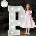 Imprsv 8 LED Bulbs, White Bulbs Light Strings, Indoor Birthday Party Wedding Christmas Decorations for Light up Numbers Marquee Letters, 4 Pack of Letters (P, R, O, M)
