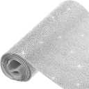 MECCANIXITY 40500 Pcs Bling Crystal Rhinestone Sheet Self-Adhesive Rhinestone Diamond Gems Sticker 39.4 x 7.9 Inch DIY Car Decoration Sticker for DIY Car Phone Clothing Craft White