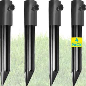 Gray Bunny Metal Stakes for Ground (Set of 4), Tiki Torch Holders for Ground, Flag & Umbrella Stakes for Grass, Universal Light Flagpole Mount, Heavy Duty Tiki Torch Stand