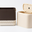 Sooyee Slim Bathroom Trash Can, 3.3 Gallon Trash Can with PressTop Lid, Adsorption Garbage Can, Slim Wastebasket for Toilet, Office, Bedroom, Beige