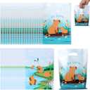 Tinoaly 50pcs Capybara Party Favor Bag with Handles, Cute Cartoon Candy Gift Bags Animal Theme Party Supplies for Children Boy Girl Birthday Baby Shower Animal Activity
