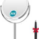 Auxmir 1X/ 30X Magnifying Mirror, Makeup Mirror with Tweezer, Double Sided Round Vanity Tabletop Mirror, 360° Rotation Portable for Dressing Table Desk Bathroom Bedroom Travel, Clear