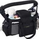 Momcozy Extra Large Stroller Organizer Max | with Food Grade Pacifier Teether Bag | 2 Insulated Cup Holder | Silicone Anti-Slip Straps | 3-Way Usage | Detachable Small Pouch | for UPPAbaby/Doona