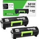 50F1H00 501H Toner Cartridge Compatible for Lexmark 50F1H00 50F1000 Black Toner Cartridge for MS310dn MS312 MS410dn MS510dn MS610dn MS312dn MS315dn MS415dn Printer (5,000 Pages 2 Pack)
