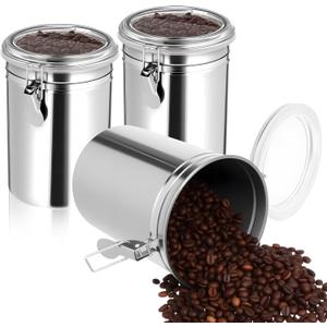 3 Pack Stainless Steel Canister Set Kitchen Airtight 62 oz Container Sets with Lids and Clamp Metal Containers for Coffee Sugar Flour Tea Spice
