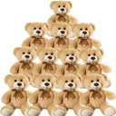 12 Pcs Teddy Bears Bulk Baby Shower, 13.7 inch Small Teddy Bear Stuffed Animal Toys for Christmas Valentine's Mother's Day Centerpieces Decorations for Kids Adults, Light Brown