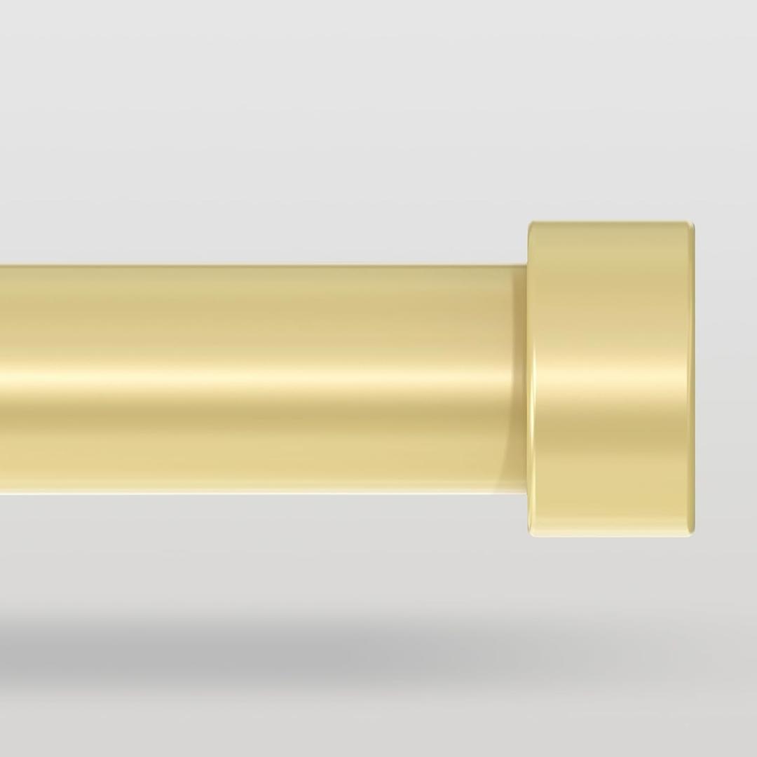 Gold Curtain Rods for Windows 20 to 40 Inch, 1" Diameter Drapery Rods with Modern Style End Cap Finials,Heavy Duty Decorative Brass Winddow Pole (18"-45"|1 Pack)