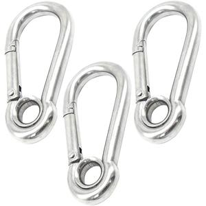 10 PCS M5 2 inch Stainless Steel Heavy Duty Carabiner Clips Keychain with Round Hole Snap Hook Quick Links Safety Chain Rigging Accessories Tool
