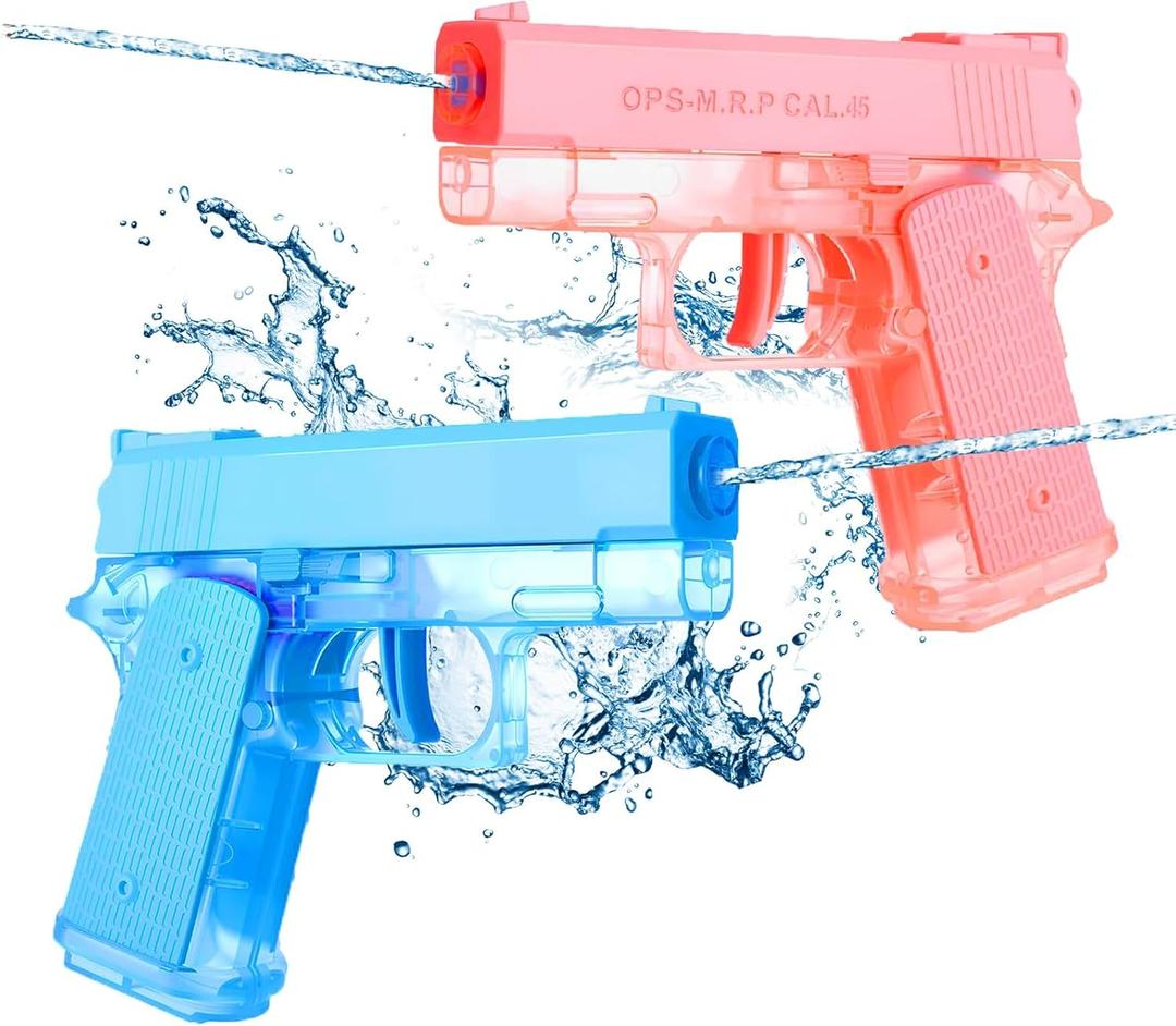 Cool Small Manual Water Guns 2 Pack - Super Squirt Water Pistol Toys for Kids&Aldult, Summer Outdoor Beach Pool Play, No Battery Needed, Aldult Boys Girls Gifts (Pink-MSG-HYTY)