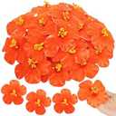 Hotop 24 Pcs Artificial Hibiscus Flowers for Hawaiian Luau Party Decor Fake Tropical Hibiscus Flowers Decorations for DIY Crafts Summer Party Favors Supplies Cake Tables Centerpieces(Orange)