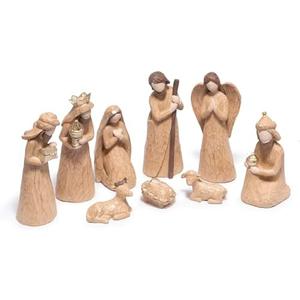 Hodao Nativity Set 9-Piece – Sandstone-Style Resin Holy Family, Three Wise Men, Angel & Animals – Neutral Tan Christmas Crèche for Indoor Home Decorations & Tabletop Décor, Christian Gift Figurines. Missing Parts