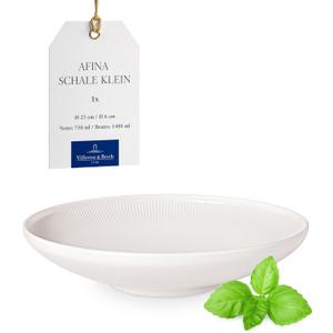 Villeroy & Boch Afina Medium Sized Bowl for Salads and Pasta, Premium Porcelain, Made in Germany, Dishwasher and Microwave Safe, 9.75 x 2.25 in, Stackable, White