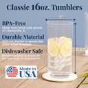 US Acrylic Classic Clear Plastic Reusable Drinking Glasses (Set of 6) 16oz Water Cups | BPA-Free Tumblers, Made in USA | Top-Rack Dishwasher Safe