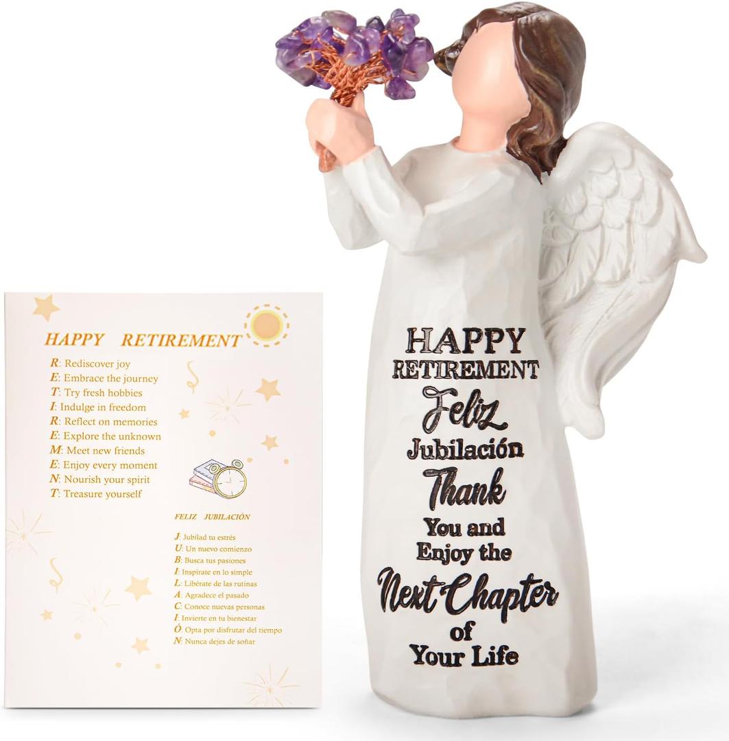 Retirement Gift for Woman - Happy Retirement Gifts for Coworker Teacher Nurses Boss Mom Sister Retirees Women Party Decorations with Amethyst Crystal