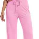 Rooscier Women's 2 Piece Outfits Lounge Sets Short Sleeve Crop Tops and Wide Leg Pants Tracksuit Sets (Pink) XSmall