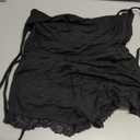 WDIRARA Women's Side Drawstring Ruched Lace Shorts Low Rise Stretchy Going Out Mini Shorts (Black, XS)