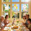 9 Pcs Easter Window Clings -Bunny Egg Flower Happy Easter Stickers, Reusable Window Decals for Easter Decorations, Home Office Classroom Glass Decor