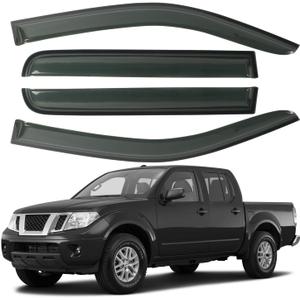 Window Visor Rain Guards Fit for Nissan Frontier Crew Cab 2005-2021 Trucks, Outside Mount Vent Deflector, Smoke Tinted Side Wind Window Deflectors for Nissan Frontier Accessories 94407
