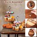 Weysat 4 Piece Wooden Cake Stand Set Wood Dessert Stand, 2 Tier and 3 Tier Rustic Cupcake Stands, Cup Cake Tower, Dessert Display Tray for Baby Shower, Wedding, Birthday Tea Party, Farmhouse Decor