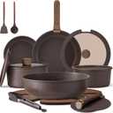 CAROTE 21PCS Pots and Pans Set Non Stick with Detachable Handle, Nonstick Cookware Sets, Cooking Kitchen Set, Oven/Dishwasher Safe, Induction Cookware, Brown, RV Kitchen Pot and Pan