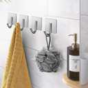 Adhesive Hooks, 8 Pack Towel Hooks Wall Hooks for Hanging, Stick on Hooks, Adhesive Towel Hooks for Bathroom Door Hanger Kitchen Closet Cabinet Stainless Steel-Brushed Nickel