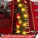 Prelit Christmas Garland with Lights 9FT Christmas Tree Lighted Garland Outdoor Indoor Battery Operated Garland for Mantel Table Porch Stair Wall Winter Home Holiday Christmas Decorations